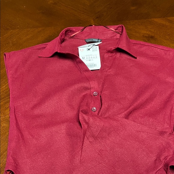 Zara Burgundy Button-Up Shirt - Picture 10 of 10